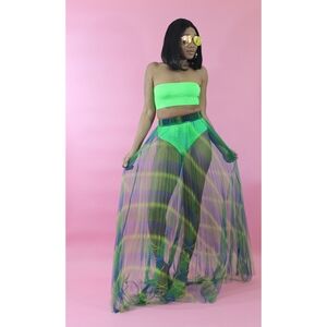 Vibrant Green Sheer Maxi Skirt